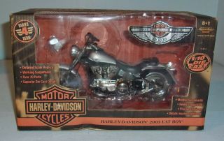 Racing Champions Ertl Harley Davidson 2003 Fat Boy Motorcycle 1:10 Die Cast Box