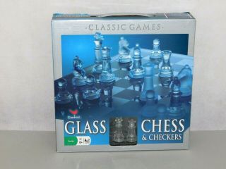 Cardinal Glass Chess And Checkers Set Frosted Glass Vs Clear Glass 57 Piece Set