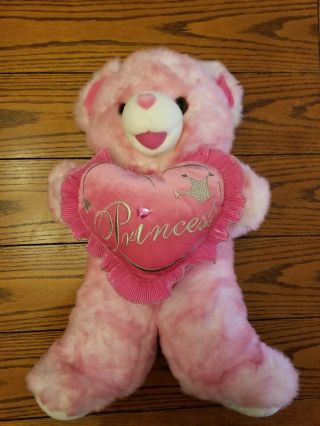 Dan Dee Pink Plush Bear 25 " Princess Heart Soft Furry 2009 Stuffed Toy