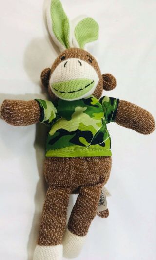 Dan Dee Sock Monkey Green Camo Easter Bunny Ears 12 Inch Camouflage