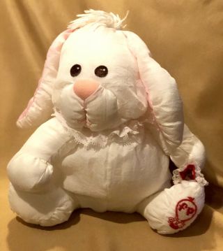 Vintage Fisher Price White Bunny Rabbit With Red Heart 1988 Plush Toy