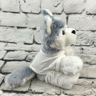 Webkinz Ganz Huskey Dog Plush Gray White Wearing Peace T - Shirt Stuffed Animal 3