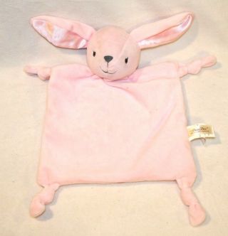Dandee Pink Easter Bunny Rabbit Plush Security Blanket Rattle Satin Knotted 15 "