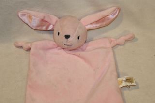 DanDee Pink Easter Bunny Rabbit Plush Security Blanket Rattle Satin Knotted 15 