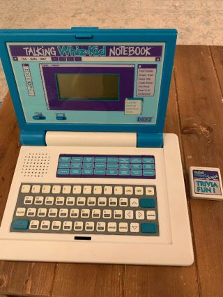 Vtech Talking Whiz Kid Electronic Learning Notebook 1993 With Trivia Cartridge