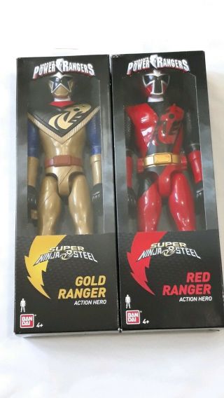 Power Rangers Ninja Steel Red And Gold Ranger 12 " Action Figures Set Of 2