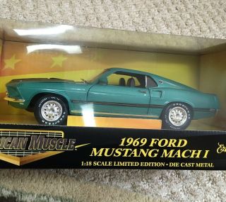 Ertl American Muscle 1969 Ford Mustang Mach 1 Green 1:18 Scale