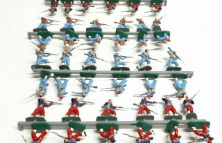 1/72 Painted Hat Union Confederate Civil War Zouaves Soldiers On The Sprues