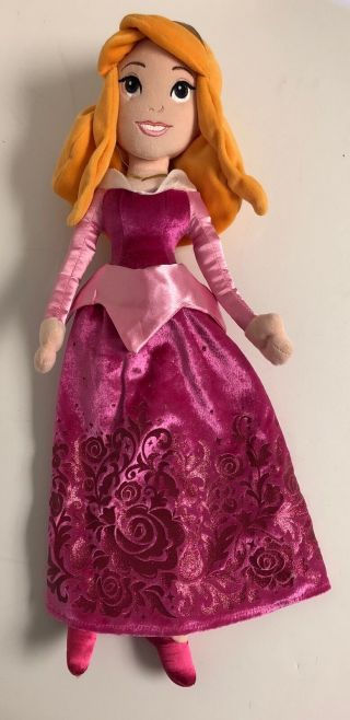Sleeping Beauty Princess Aurora 21 " Plush Doll Disney Store Floral Dress Stuffed