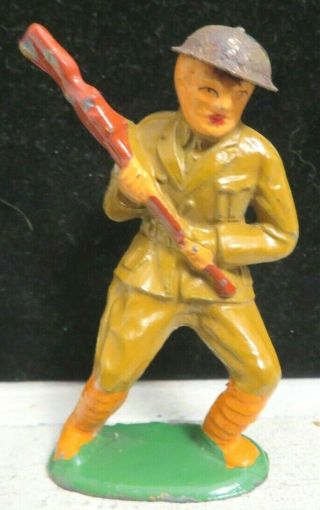 Vintage Barclay Lead Toy Soldier Clubbing With Rifle Tin Helmet B - 108