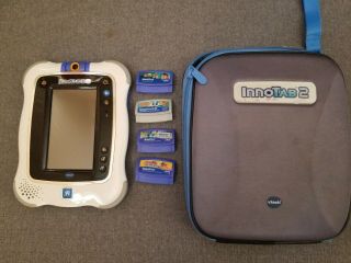 Vtech Innotab2s Learning Tablet W/ Padded Zipcase & 4 Games Battery Operated