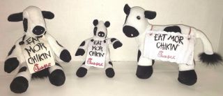 Chick - Fil - A Eat Mor Chikin Sign Small Cow Plush Eat More Chicken Black White Red