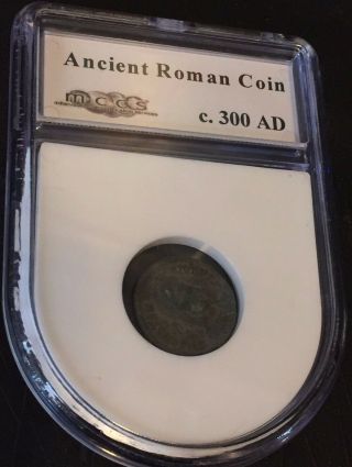 Ancient Roman Coin Encased Circa 300 Ad Great Artifact Slabbed L5