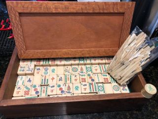 Vintage Bone And Bamboo Mah Jong Set 148 Tiles Antique Mahjong Game 1920’s?