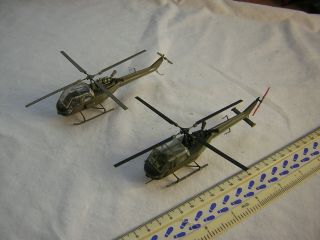 2 X Built Airfix Modern British Military Westland Scout Helicopters Scale 1:72