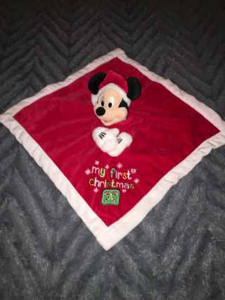 Disney Baby My First Christmas Mickey Mouse Santa Lovey Security Blanket