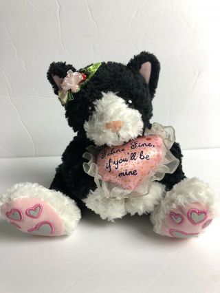 First & Main Kit Kats Plush Kitten Tuxedo Cat Heart Valentine’s Day 8”