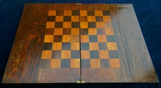 Rare 19th Century Fine Quality Large Folding Inlaid Wooden Chess Board