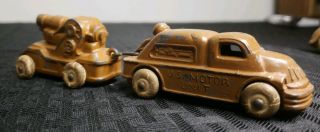 4 Vintage Barclay Toys: WWI anti - craft gun car,  Crack Tires 2