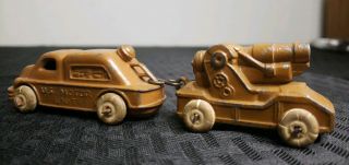 4 Vintage Barclay Toys: WWI anti - craft gun car,  Crack Tires 3