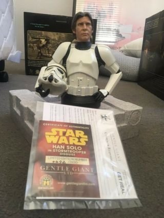 Star Wars Gentle Giant 2005 Han In Stormtrooper Disguise Mini Bust.  Stain On Box