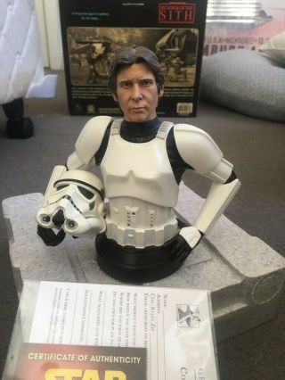 Star Wars Gentle Giant 2005 Han in Stormtrooper disguise Mini Bust.  Stain on box 2