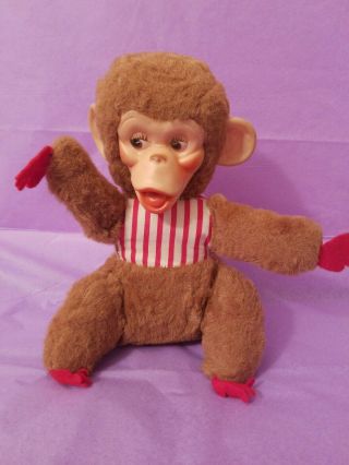Vintage Sweet Rushton Style Stuffed Monkey - Rubber Face 10 " Cute