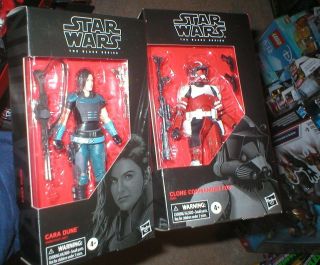 Star Wars 6 Inch Black Series Figure Cara Dune,  & Clone Commander Fox,  Unopen