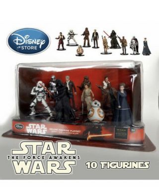 Disney Store Star Wars The Force Awakens 10 Pc Deluxe Figurine Set