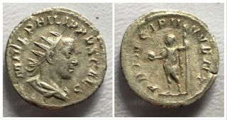 Roman Empire Philip Ii Ar Antoninianus 244 - 249 Ad Philip Standin Card From 1950s