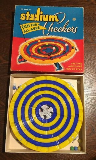 Vintage Stadium Checkers Board Game Schaper Mfg Company - Missing Some Marbles