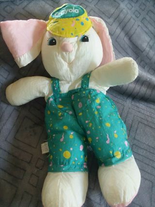 Vintage 90s Hallmark Crayola Nylon Plush Bunny - Stuffed Animal - 13 Inch