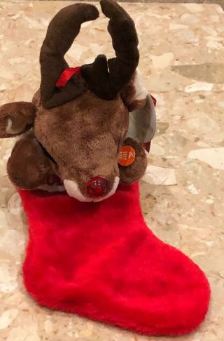 Gemmy Rudolph The Red Nosed Reindeer Animated Singing Stocking Light Up Nose22” 3