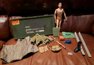 Vintage G.  I.  Joe 12 " Combat Soldier Footlocker Medic Crutch Field Radio Dog Tag