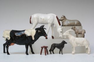 Crescent Toys Metal Farm Animals Horse,  Cow,  Goat,  Dog,  Stool,  Sheep.  3
