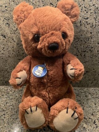 Vintage Dakin Teddy Bear Plush Stuffed Animal Jointed Arms Legs 1981 Brown 12 "