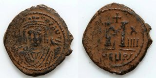 Byzantine Coin Ae Follis Maurice Tiberius Antioch 582 - 602ad Year 14