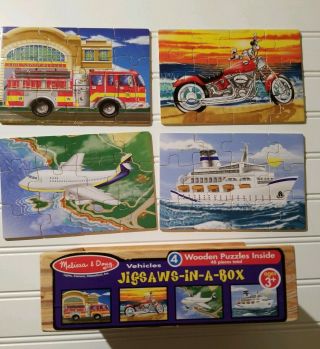 Melissa And Doug Wooden Jigsaw Puzzles 4 Vehicles In A Box 21