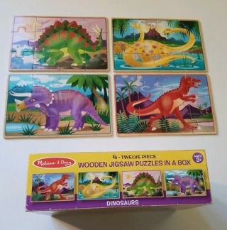 Melissa And Doug Wooden Jigsaw Puzzles 4 Dinosaurs In A Box 3792