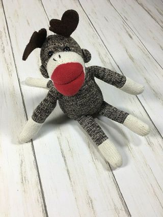 Galerie Reindeer Antlers Sock Monkey 10 " Plush Stuffed Animal
