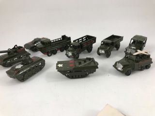 Set Of 9 Vintage 1950’s Era Japan Miniature Die Cast Military Vehicles