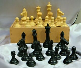 Vintage Chess Drueke 36 Standard Weight Wood Box Set Vintage