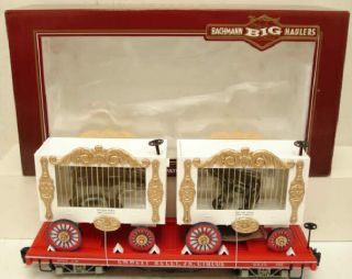 Bachmann 98372 G Scale Circus Flatcar With 2 Animal Cages Ln/box
