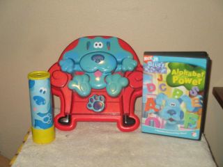 1998 Blues Clues Chunky 3d Puzzle Blue In Big Red Chair,  Dvd & Kaleidoscope,