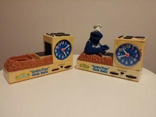 Two Vintage 1977 Sesame Street Cookie Monster Cookie Time Clock Parts Only