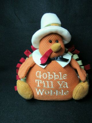 Gobble Till Ya Wobble Thanksgiving Turkey 9.  5 " Plush Soft Toy Stuffed Animal