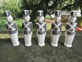 5 X Vintage Blow Mold Christmas Toy Soldiers - Nutcracker - Gray - 1.  62” X 8.  0”