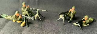 Britains Lead Toy Soldiers 1318 Machine Gun Section Sitting And Lying With Guns