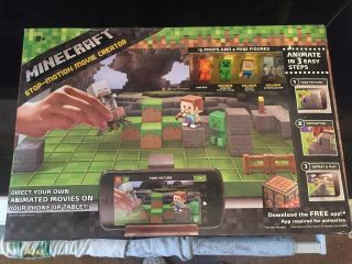Minecraft Stop Motion Animation Studio Movie Creator Mattel Mojang Set Green Box