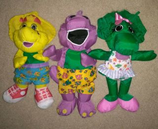 Vintage Playskool Water Pals Complete Set With Barney Baby Bop & Bj Collectible